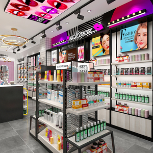 La pantalla del gabinete moderno Simple estante de exhibición de salón de belleza producto contra <span class=keywords><strong>paleta</strong></span> de maquillaje de - Product Image 3
