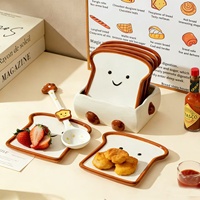Assiette à dessert blanche créative de style nordique, assiette en porcelaine de haute qualité pour la maison, motif de dessin animé, design frais et mignon, passe au micro-ondes