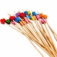 Wegwerp bamboe fruitprikkers 11CM aardbeivormig met stippen decoratieve party hapjesprikkers bulkverpakking