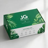 Boîte d'expédition en carton ondulé laminé imprimé sur mesure pour lampe de culture LED pour plantes, boîte d'emballage pliable verte mate pour envoi postal