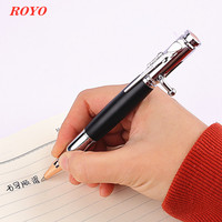 Pena pulpen logam 1.0mm, desain aksi baut berbentuk peluru dengan Logo kustom senapan & gaya sproket klip hadiah bisnis