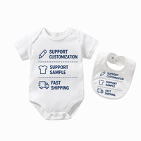 Combinaison en tricot de coton pour nouveau-né avec bavoir, unisexe, blanche unie, barboteuse pour bébé, vêtements personnalisables pour les chaînes de magasins