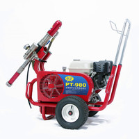 Pulvérisateur Heavycoat Yanfeng 980HD sur chariot, pistolet à peinture, moteur à essence, pulvérisateur de peinture hydraulique sans air