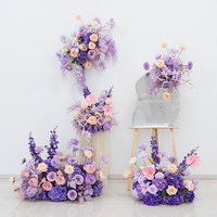 Ensemble de toile de fond de fleurs artificielles, arrangement floral en soie violette, décoration pour mariage, fête, photomaton, vitrine de magasin, événementiel, fait main