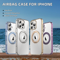 Coques de téléphone électroplaquées à anneau magnétique pour 11-16 ProMax Plus avec protection d'écran et de lentille, coque transparente en PC, emballage en sachet OPP