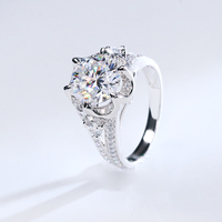 Luxe 9k 10k 14k 18k Moissanite Bague Ronde Coupe 5ct Or Blanc Moissanite Bijoux Bague de Fiançailles pour Femmes Cadeaux