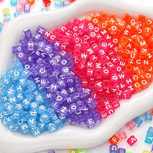 Wholesale 100 Pcs/bag 6mm Transparent square Letter Beads Acrylic English <b>Alphabet</b> Letter Beads for DIY Jewelry Making - Product Image 2
