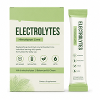 Poudre d'électrolytes en sachets OEM ODM, saveur citron vert de l'Himalaya, complément alimentaire, tous les 6 électrolytes, sans sucre, végétalien, cétogène