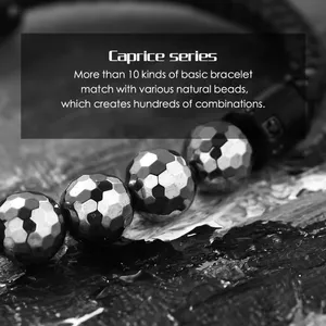 Men Luxury 316 Stainless Steel Wire and Detachable Natural Stone Bead Jewelry Black Custom Bracelet for Men and Women DIY