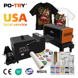 Potry पालतू हस्तांतरण फिल्म XP600 I3200 दोहरी 4 Printhead डिजिटल मुद्रण मशीन A3 30cm 60cm के साथ DTF प्रिंटर पाउडर मिलाते हुए ड्रायर