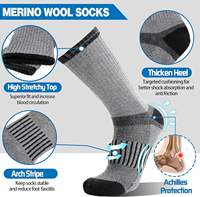 Chaussettes en laine mérinos de qualité supérieure, personnalisées, en gros, à rayures, chères, de haute qualité, pour la randonnée, le sport, le ski, épaisses, pour bottes, en laine, pour l'hiver