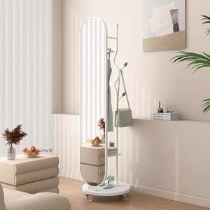 Porte-manteau moderne sur pied avec miroir, <span class=keywords><strong>cintre</strong></span> amovible, métal durable, multifonctionnel, pour chambre à coucher, salon - Product Image 3