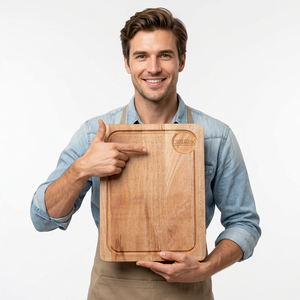 Tabla de Cortar Rectangular de Madera Natural Resistente JAYA MATA JM580, con Ranura para Jugo, Apta para Lavavajillas, 2 cm de Grosor, para Carne y Verduras - Product Image 1