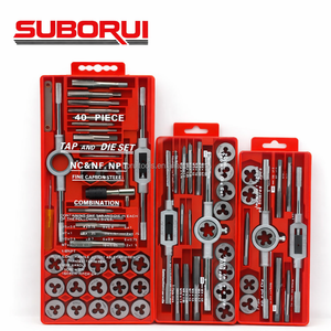 SUBORUI Fabricant professionnel OEM ODM, jeu de tarauds et filières métriques et <span class=keywords><strong>NPT</strong></span> de 40 pièces, kit d'outils de filetage pour la réparation des métaux avec étui - Product Image 1
