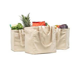 Juego de 3 bolsas de supermercado XL con bolsillos reales, correa larga para el hombro y asa corta. Resistente, Plegable, Lavable - Product Image 1