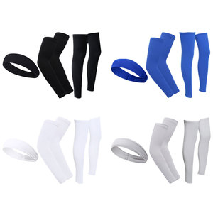 Ice Silk <b>Sunscreen</b> Set Leg Sleeves Headband Unisex Outdoor Sports UV Protection Summer Cooling Gear Solid Color Adult Size - Product Image 4