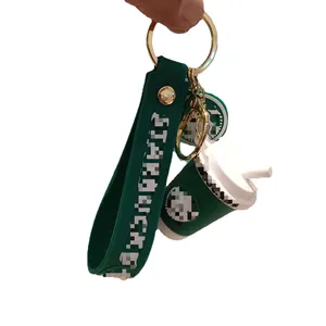 Soft Rubber PVC Cartoon Luxury Designer Tumbler Zombie Buck's Mini Coffee Cup Boba Key chains Accessories For Women Bag Pendant
