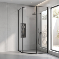 Paroi de séparation de douche en verre de type diamant, séparation sèche et humide, toilettes domestiques, écran de bain extrêmement étroit, porte coulissante