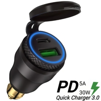 Adaptateur d'alimentation pour moto avec chargeur rapide USB PD, prise Hella DIN vers ports USB-A QC3.0 et Type-C pour BMW Triumph Tiger Ducati 12V-24V