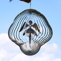 Spinners de vent d'ange réfléchissants, ornements d'ange scintillants dispositifs d'oiseaux dissuasifs pour effrayer les oiseaux, chérubin Decor Spinners de vent en métal