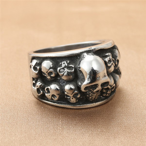 <b>Skull</b> <b>Ring</b> Men's Punk Style Stainless Steel Silver Color Retro Trendy Jewelry Gift 213007 - Product Image 1