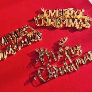 ของตกแต่งเค้กคริสต์มาสอะคริลิค รูปแบบ "มีเรสคริสต์มาส" สำหรับงานปาร์ตี้วันหยุด - Product Image 2