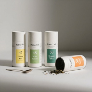 Biodegradable Customized Round Cylinder Loose Tea Box Waterproof Food Grade Paper Round Box Packaging for Butterfly Pea Tea Can - Product Image 1