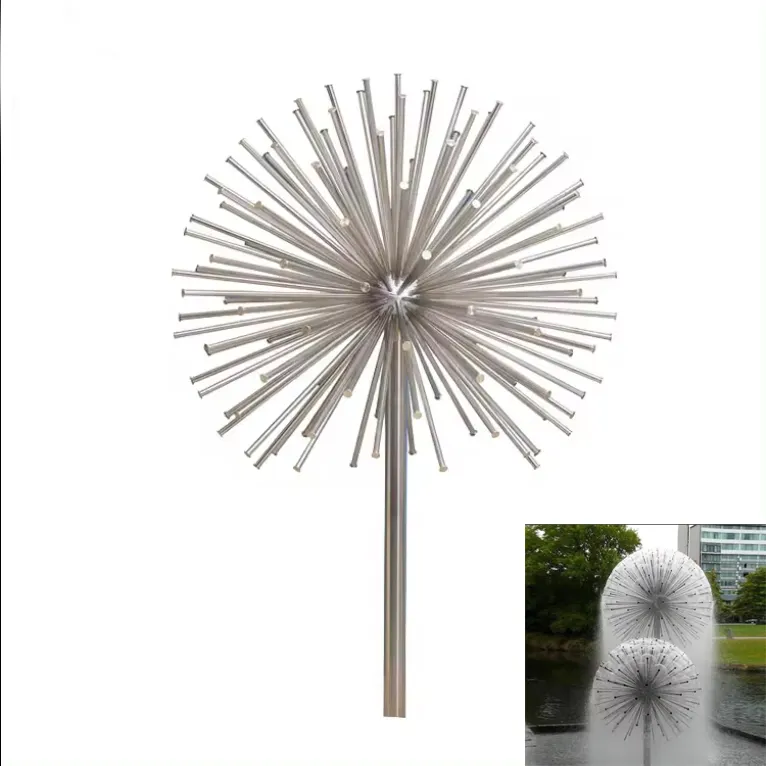 Beautiful unique fountain stainless steel flower shaped fountain outdoor swimming pool fountain dandelion