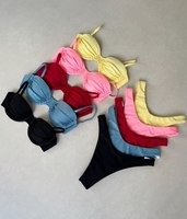 Fabrikant van hoogwaardige op maat gemaakte hardware design dames Braziliaanse kleurrijke badpak bikini set string tanga badkleding voor vrouwen
