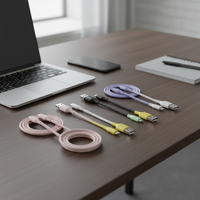 Kabel Pengisi Daya Micro-USB 1m dengan Konduktor Tembaga Berlapis Timah Warna Macaron 2A, Selubung PVC, Harga Pabrik, untuk Kamera & Komputer