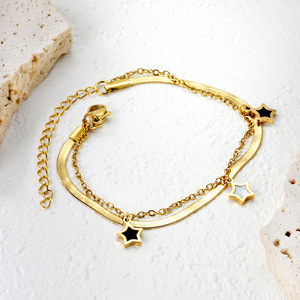 Women's Stainless Steel Star Necklace And <b>Bracelet</b> <b>Set</b> Double Layered Clavicle Chain Party Jewelry Fashion <b>Set</b> - Product Image 2