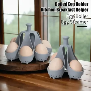 4/6 Holds <b>Silicone</b> Egg Beaters & Boiler Rack Freestanding Household Steamed Egg Tray Cooker Kitchen Portable Storage Gadget - Product Image 5