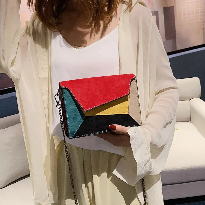 Drop Shipping Wholesale bolso borse Fall Winter 2021 Suede Shoulder Beg Girls colour square small bags Ladies Purse And Handbag