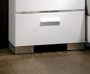 Contemporary 1-Piece Nightstand with High Gloss Lacquer Chrome Handles <b>White</b> <b>Bedside</b> <b>Table</b> Furniture Panel Wood for Home Storage - Product Image 5