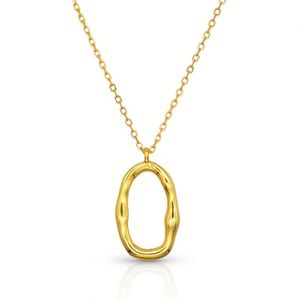 Chris April Venta al por mayor Plata de Ley 925 Collar ovalado personalizado chapado en oro <span class=keywords><strong>simple</strong></span> - Product Image 1