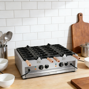 Máquina Eléctrica para Taiyaki <span class=keywords><strong>de</strong></span> Doble Fila, 12 Moldes, 6kW, Acero Inoxidable, 50-300 ° C, para comida callejera y tienda <span class=keywords><strong>de</strong></span> postres - Product Image 1