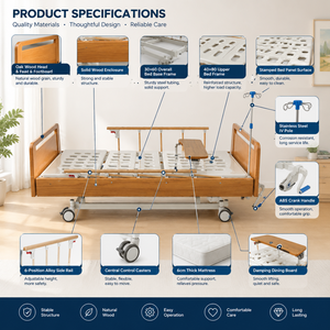 Cama de enfermería estilo dormitorio con acabado de madera no clínico para el cuidado <span class=keywords><strong>familiar</strong></span> en el hogar, oferta de distribuidor mayorista, suministro y soporte. - Product Image 3