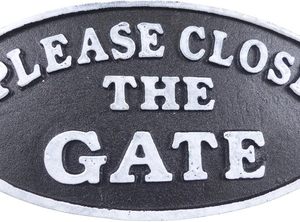 Cast Iron Oval Please Close the Gate Sign <strong>Plaque</strong> with Wall Mounting <strong>for</strong> <strong>Garden</strong> Decor - Product Image 5