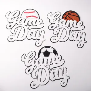 Large embroidered sports soccer teams patches big basketball tennis volleyball Chenille game day baseball patch for sweatshirt