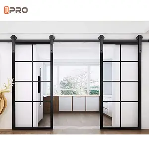 Track Aluminium Soft American Style Mirrored Interior Sliding Barn Doors Warm interior french bathroom aluminium sliding door