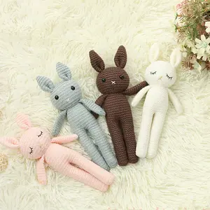 Hot Sale Custom 25cm knitted rabbit crochet animal toys handmade amigurumi Easter bunny plush toys for kids