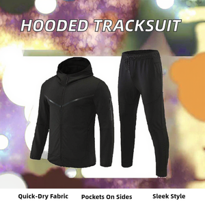 Conjunto Deportivo Otoñal de Secado Rápido, 100% Poliéster, Chaqueta de Manga Larga con Cuello Redondo, Pantalones Deportivos con Cordón y Cremallera, Estilo Casual para Entrenamiento - Product Image 2