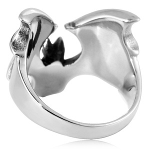 yunnique Bat Shaped Men's <b>Titanium</b> Steel <b>Ring</b> Silver Animal Design Fashion Jewelry Gift For Men - Product Image 4