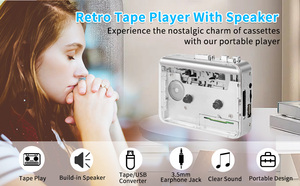 Lecteur de cassettes <span class=keywords><strong>audio</strong></span> portable <span class=keywords><strong>avec</strong></span> haut-parleur Hi-Fi, mouvement de roue en cuivre stéréo, USB, retournement automatique, alimenté par batterie - Product Image 5