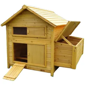 Movable Wooden Chicken Coop Two Layer Yellow Chicken Cage With Egg Nest Poultry Farm Outdoor Hen Pet Houses Cages