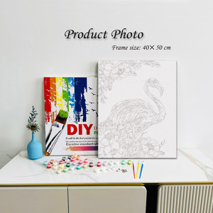 Paint by Numbers Flamingo Flower Canvas Art Kit 40x50cm <b>Frameless</b> DIY Oil Painting for Kids Adults No Skill Needed - Product Image 2