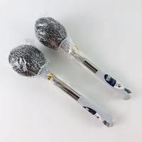 Nouvelle conception Brosse à boule en fil d'acier inoxydable à long manche pour casseroles, poêles, bouteilles – Éponge à récurer en acier pour cuisine