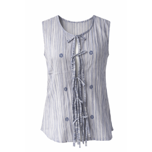 Blusa sin Mangas con Estampado Floral para Mujer, con Detalle de Lazo, Informal, para Uso Diario, Elegante, Verano, Calidad de Exportación ODM, Proveedor Mayorista - Product Image 5