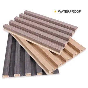 Waterdichte Wpc Wandpaneel Pvc-Folie Hout Plastic Wpc Plafond Lamelbekleding Gecanneleerd Indoor Wandpaneel Voor Interieurdecoratie