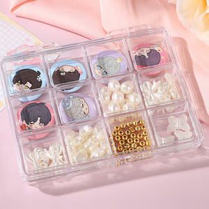 Boîte de rangement professionnelle en acrylique à 12 compartiments pour nail art, organisateur transparent personnalisable avec logo pour bijoux, boucles d'oreilles, bagues et breloques pour ongles - Product Image 2